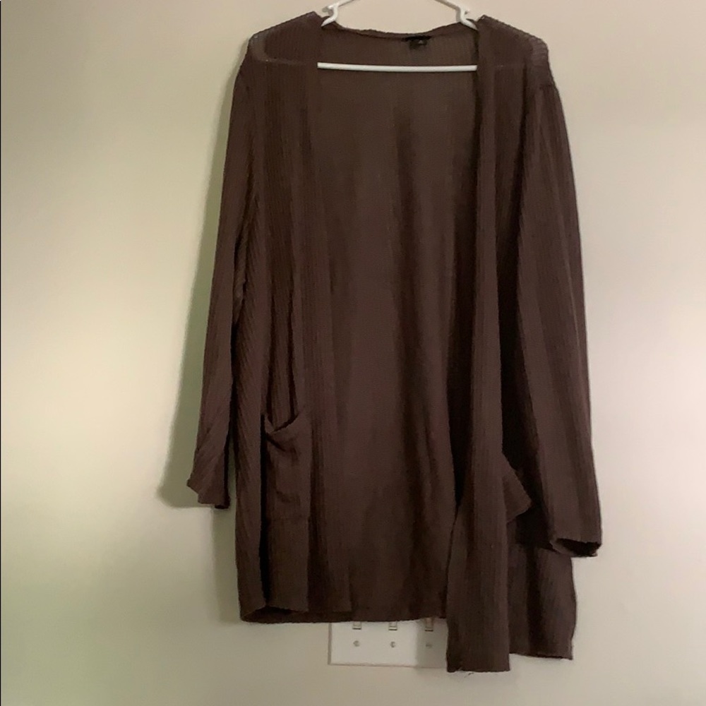 Brown Knit Cardigan with Pockets